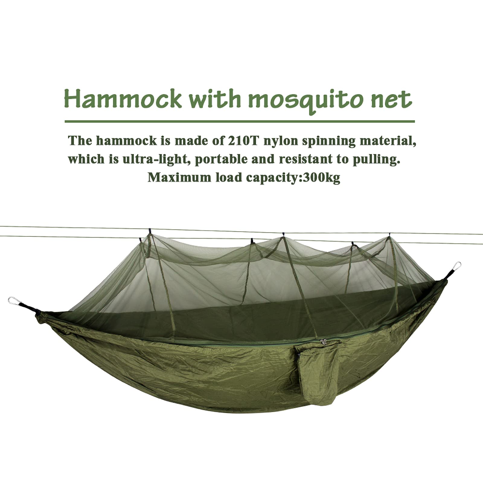 Hamaca para árbol de camping con cordón ligero de 650 g, hamaca para exteriores con mosquitero, hamaca portátil doble de fácil montaje para senderismo, camping, mochilero, viajes, patio trasero, pla