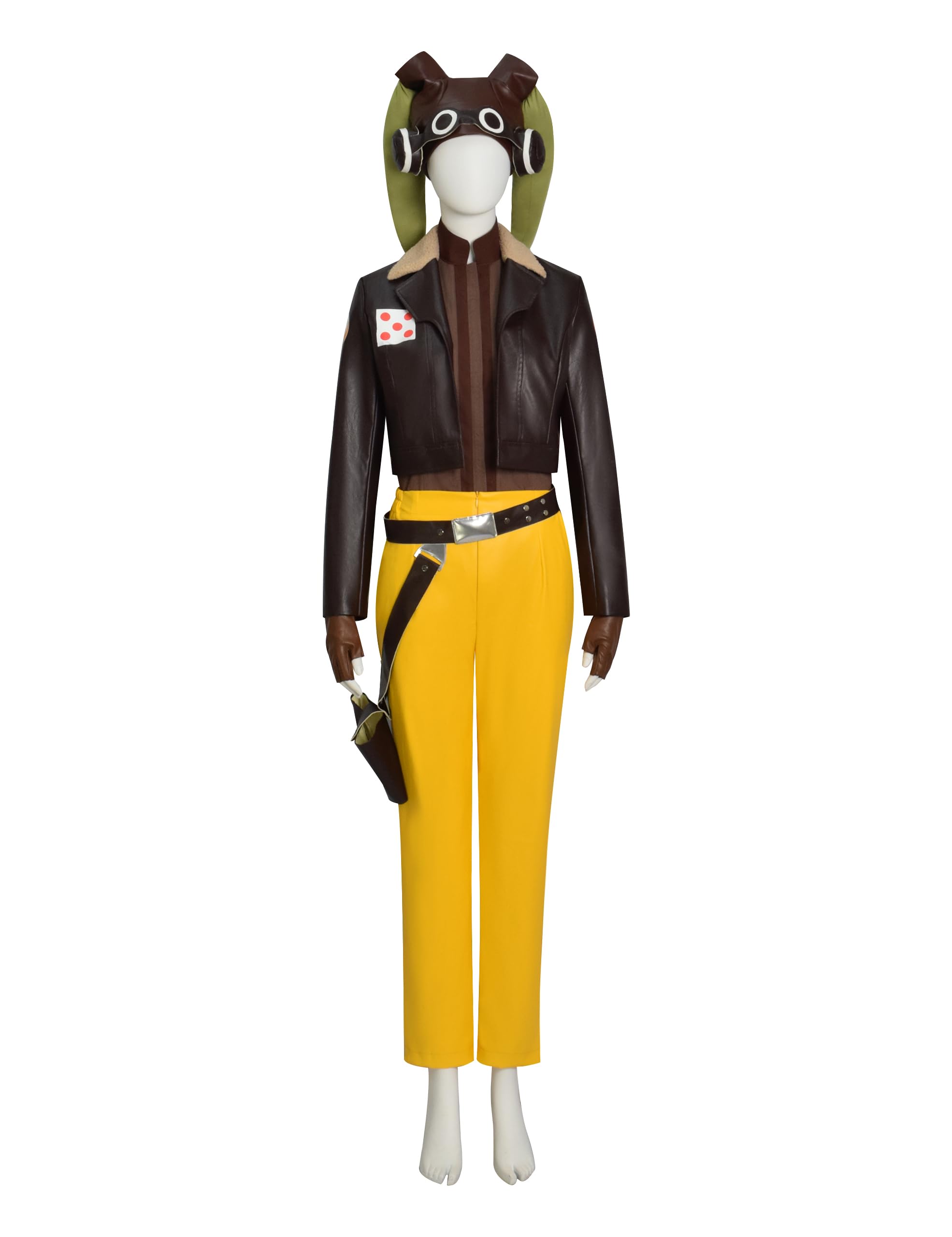 MasfridaWomens Hera Syndulla Costume Outfits Hera Cosplay Jacket Brown Pants with Headpiece Holster Halloween Fullset