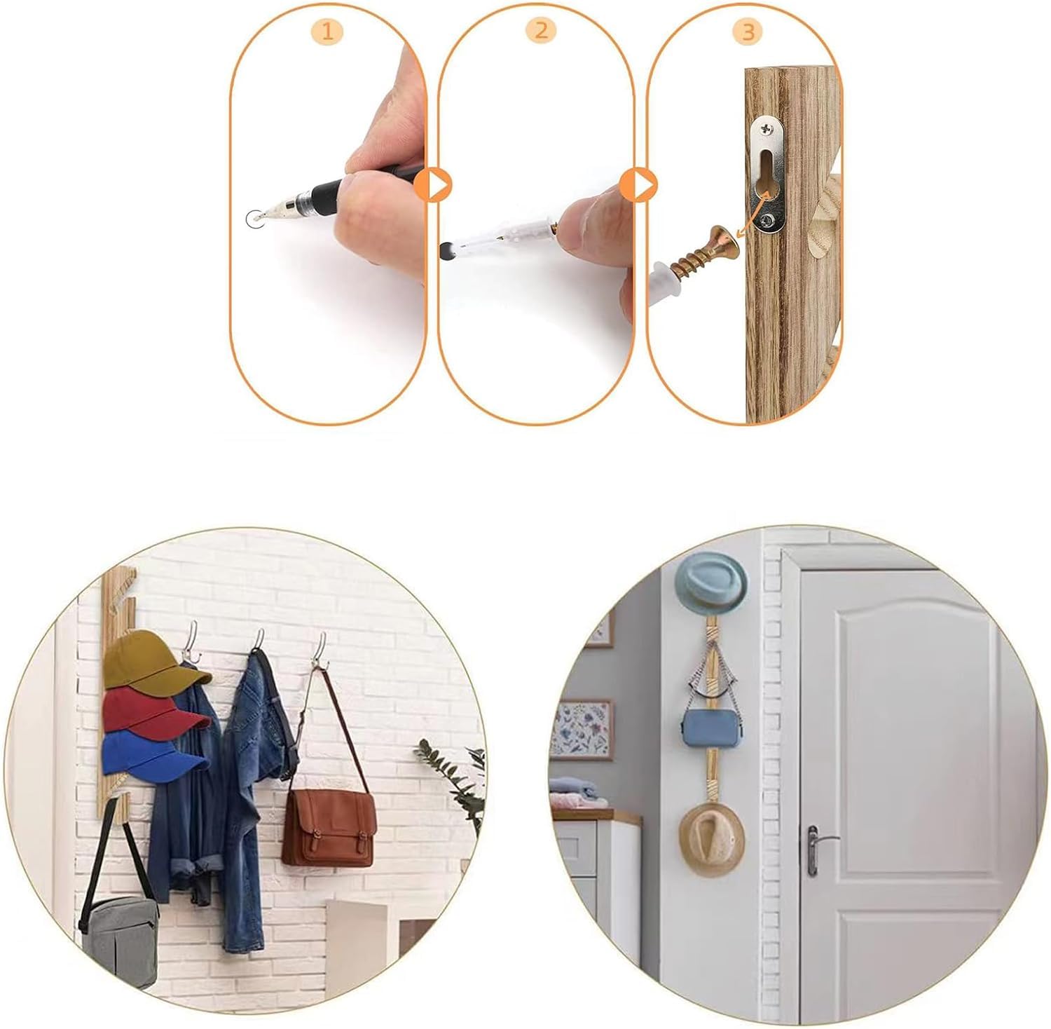 Lot De 2 Étagères Murales En Bois Pour Casquettes De Baseball - Organiseur Vertical Élégant Pour Entrée Et Chambre