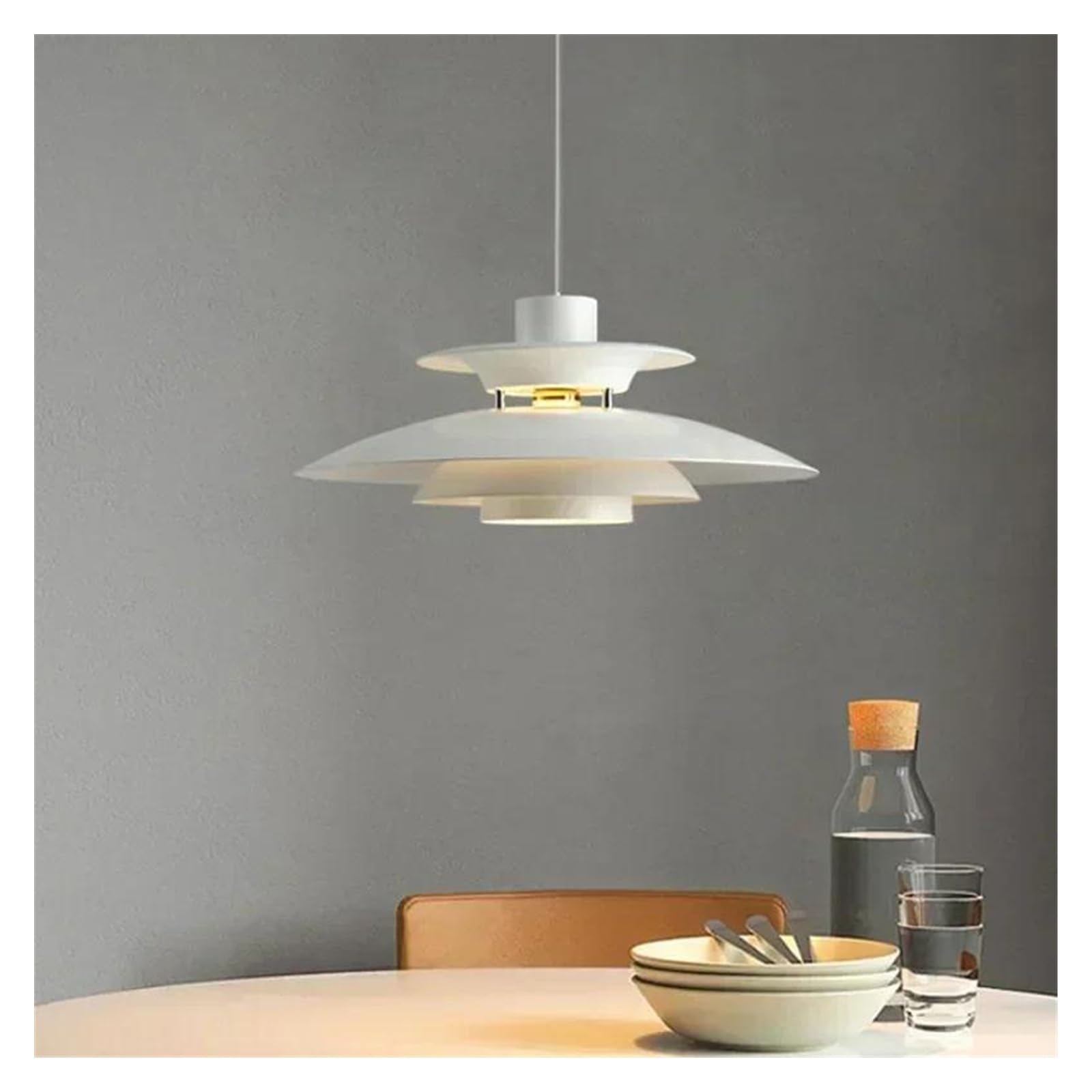 THKSGIV Modern Pendant Light Fixture Nordic Restaurant Chandeliers Design Room Decor Lamp Bedroom Beside Ceiling Lamps(White,S)