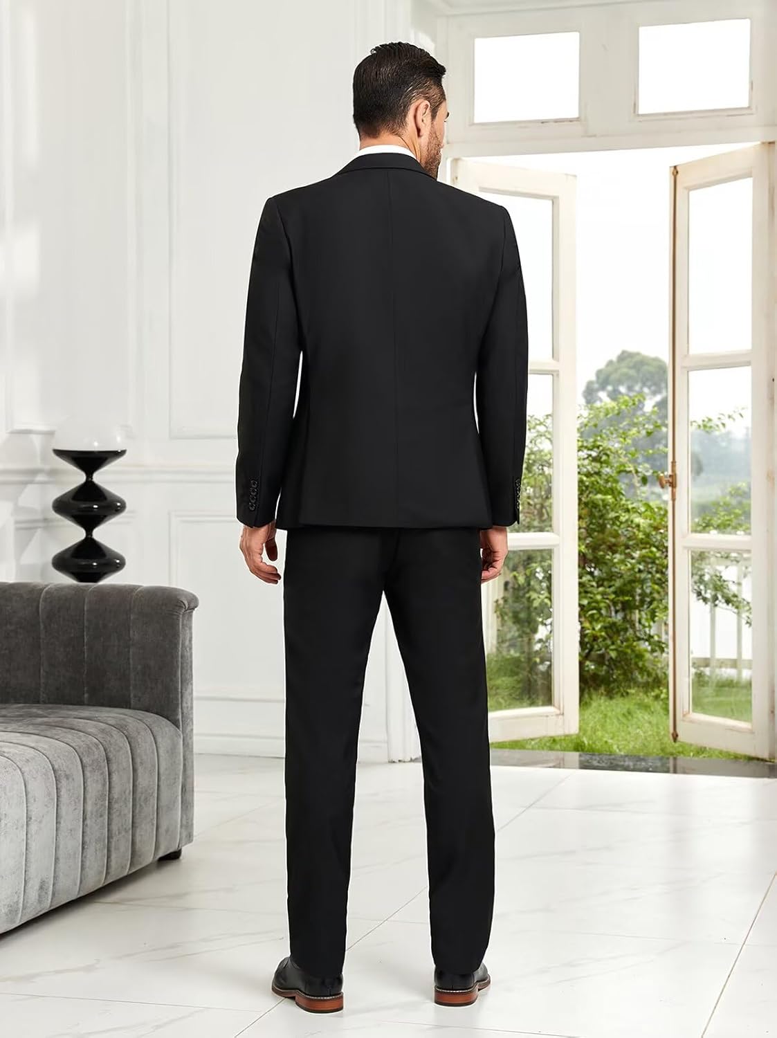 Mens Suit Slim Fit 3 Piece Double Breasted Suit Men Formal Tuxedo Set Casual Wedding Prom Groom Suits - Image 3