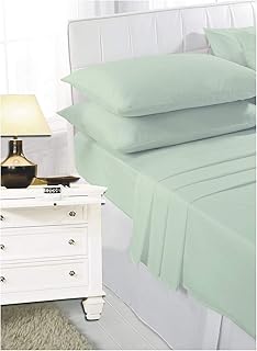 Extra Deep Fitted Sheets 40cm / 16" Deep Single Double King Super King Fitted Sheets and Pillowcases (Double, Mint Green)