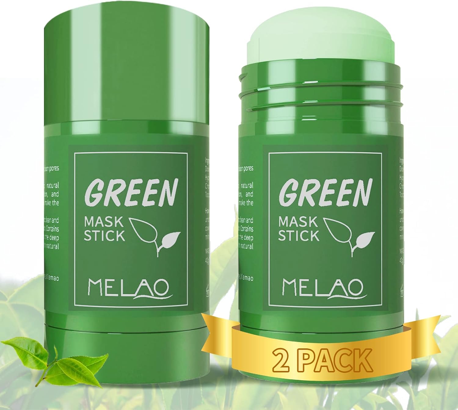 2 Pack Green Tea Cleansing Mask Stick,Green Mask Stick,Blackhead