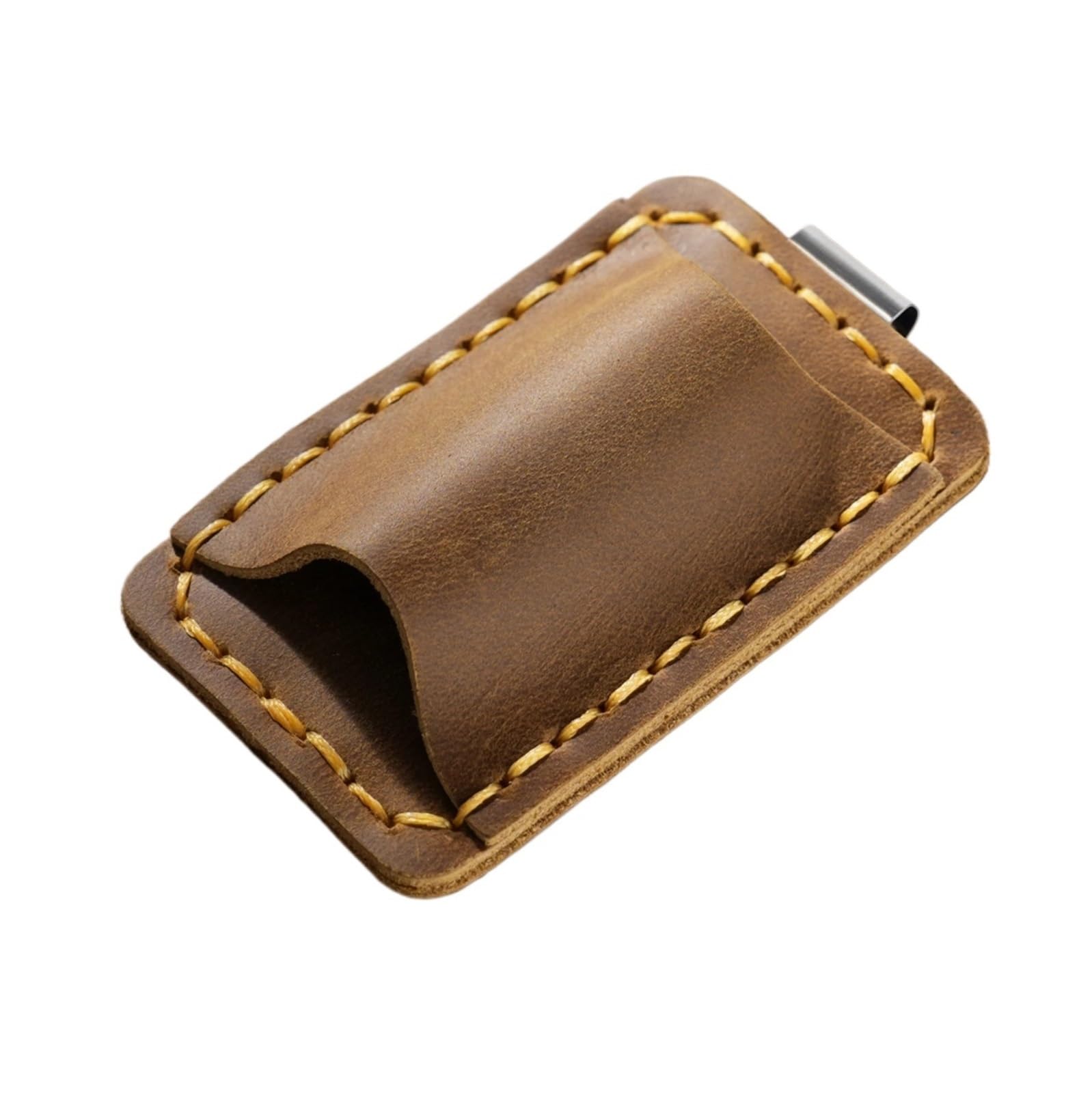 Mlyvax Genuine Leather Pen Loop Holder For Notebooks Vintage Cowhide Pencil Holder With Metal Clip(Brown,1pcs)