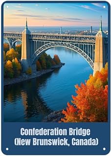 Confederation Bridge (New Brunswick, Canada) Vintage Metal Art Halloween Tin Sign Man Cave Bar Game Room Wall Decor 12x8 Inch