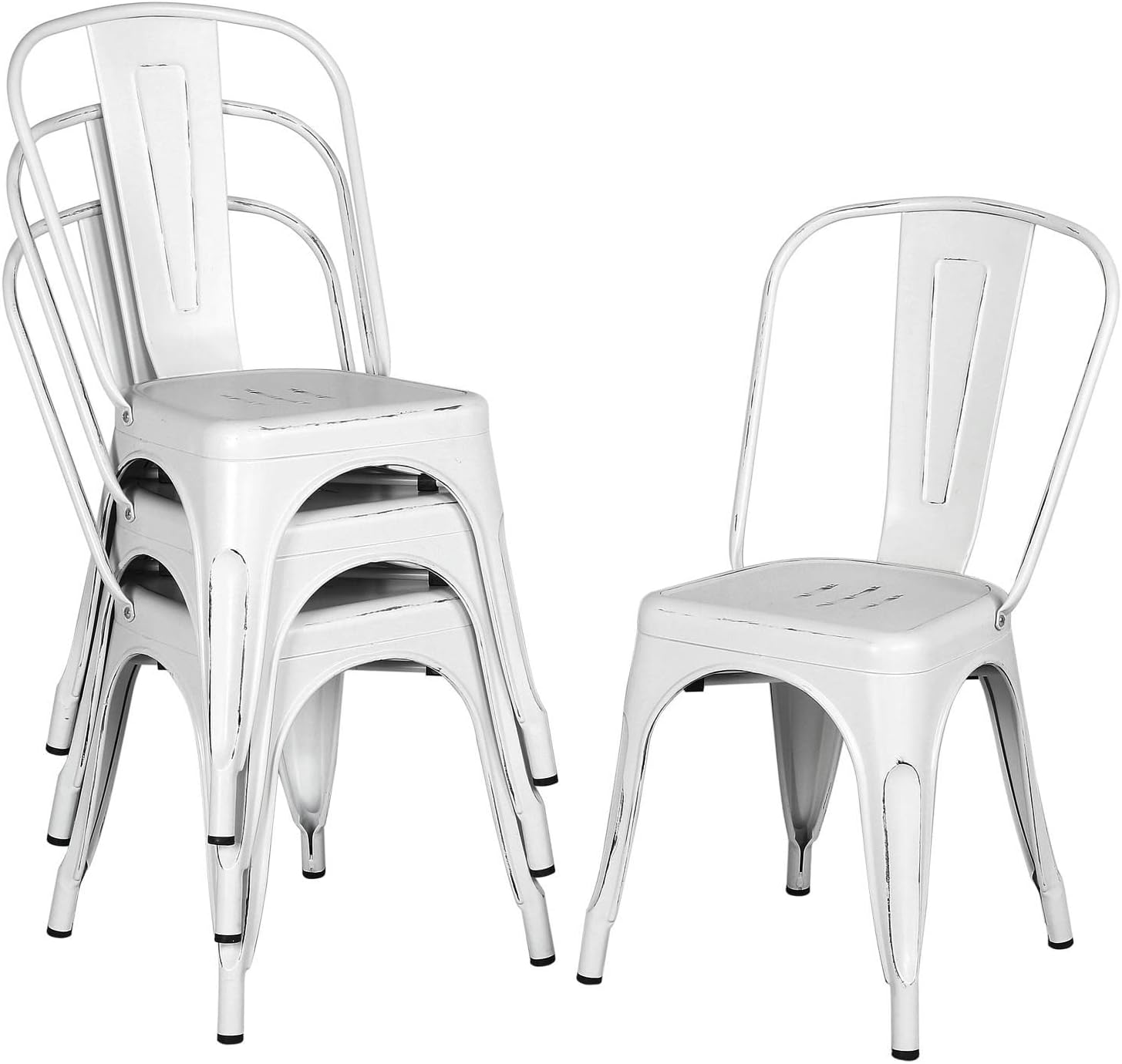 Topeakmart Metal Dinning Chairs Stackable Coffee Chair