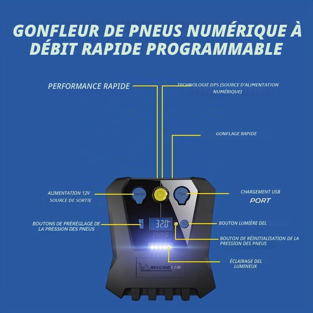 Michelin - 12266 - Gonfleur de Pneu Rapide à Haute Puissance