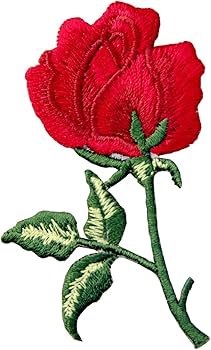 Amazon.co.jp: フラワーズ赤いバラ刺繍のバッジのアイロン付け