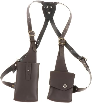 Men Women Steampunk PU Leather Shoulder Harness Bag for Outdoor Mobile Phone and Wallet for Hiking and Camping Men Women Steampunk Vintage Style PU Leather, Dark Brown, 10x30cm