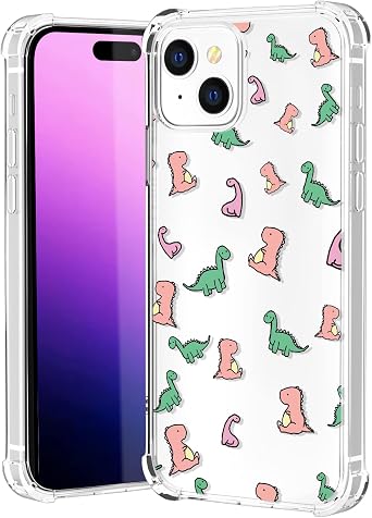 Phone Case for iPhone 14,Shockproof Phone Cover with Colorful Dinosaur Pattern Soft TPU Anti-Yellowing Anti-Scratch Shock-Absorbent Protective Case for iPhone 14