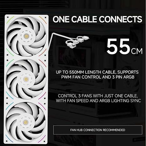 Thermalright Trofeo Vision 360 ARGB White CPU AIO Cooler,6.86-inch LCD Long Screen High-Performance 360mm Water-Cooled Radiator, IPS LCD Screen with 1280x480 Resolution,for AM4/AM5,Intel LGA1851/1700