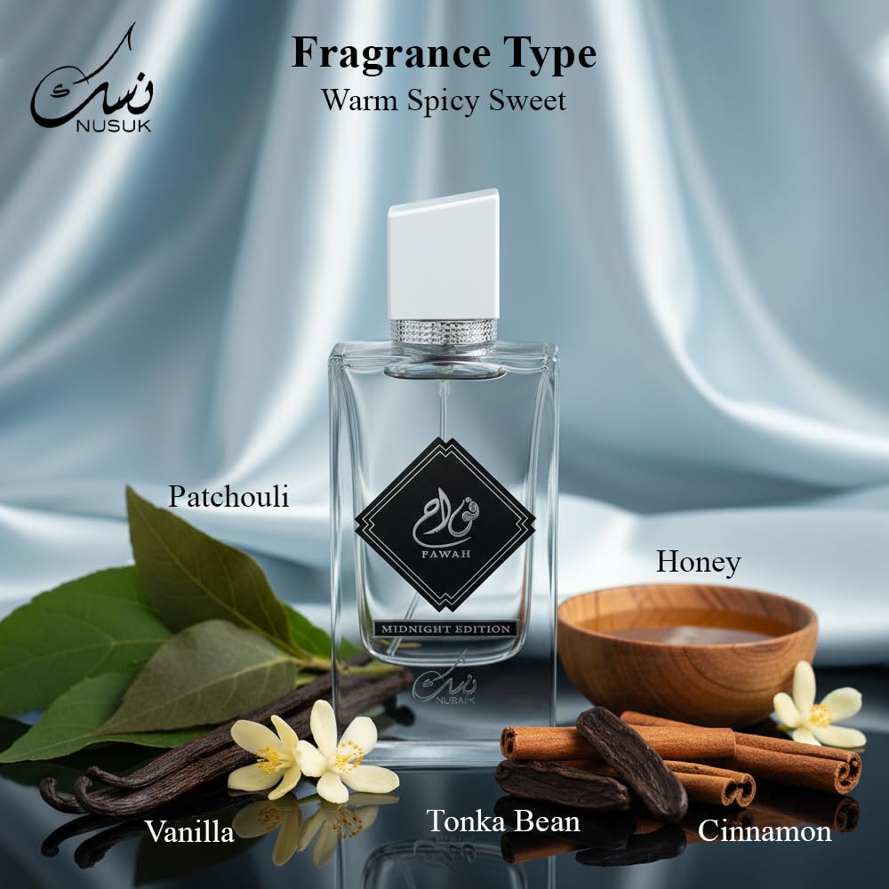 Nusuk Fawah Midnight Eau De Parfum Unisex, 80ml, Long-Lasting