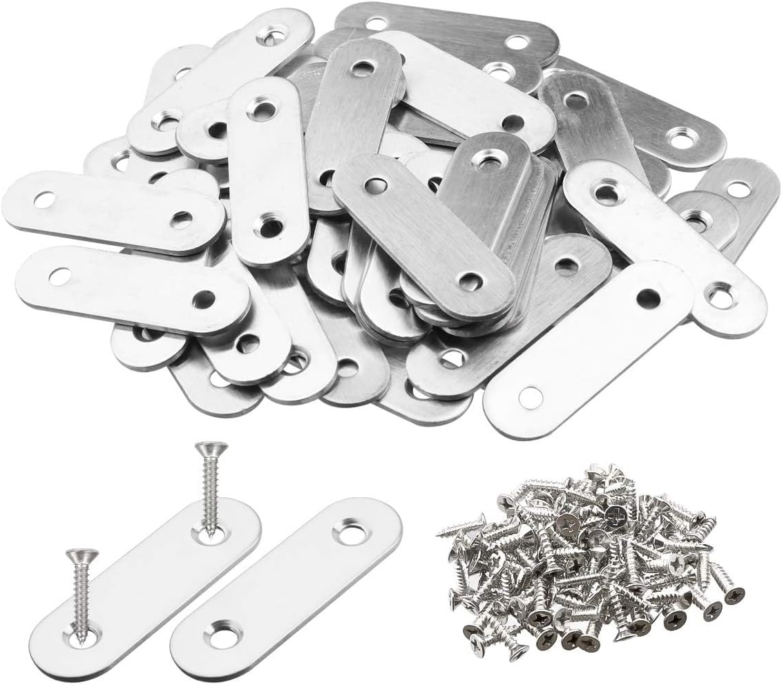 Pack of 50 Flat Corner BrMLK Plates Metal Joining Plates Connector Repair Bra...