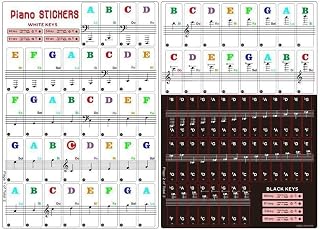 49/54/61/88 Color Transparent Piano Keyboard Stickers Electronic Keyboard Key Symbol Note Sticker Piano For White Stave Key M3H0