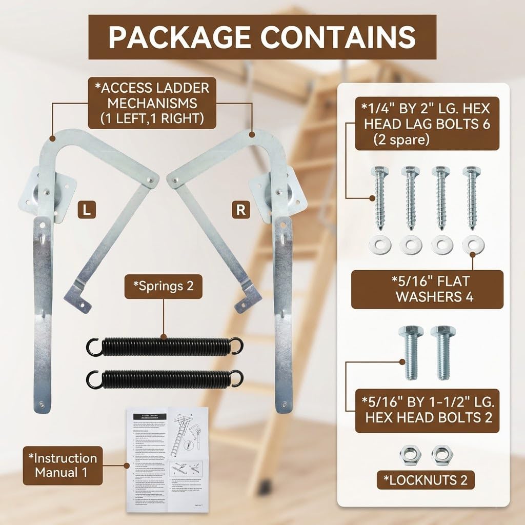 55-2 Attic Ladder Hinge Arms with Springs | Compatible with After 2010 Werner Mk5 WU2210 W2208 W2210 Attic Ladders, Replaces 55-2 Heavy Duty Galvanized Steel Hinge Arms.