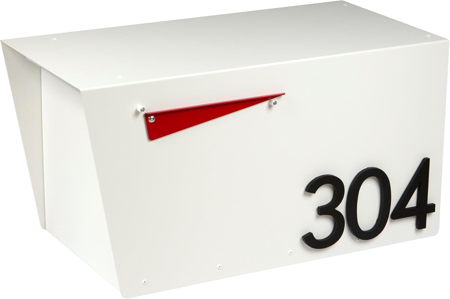 Rusty Design Contemporary Post-Mounted Mailbox with Personalized Address Numbers, White Colour Large Size #HC111 (Without Address Numbers)