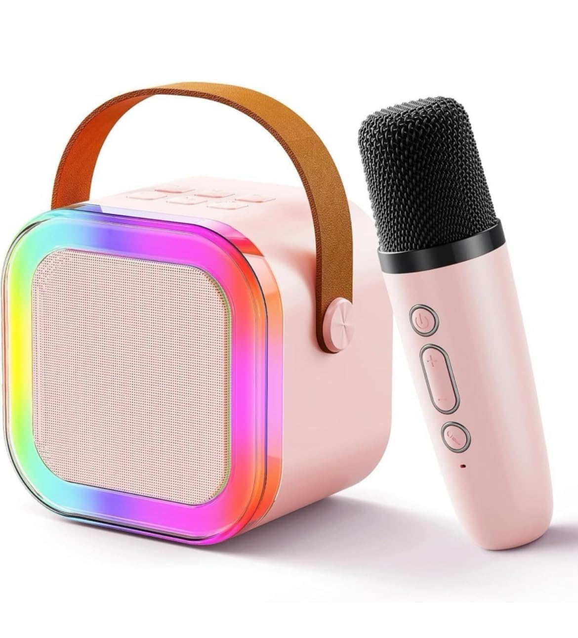Cravico Wireless Mini Portable Bluetooth Karaoke Machine with Microphone and LED Lights – Rechargeable Speaker with Mic, Best Gifts Toys for 3+ Age-image-46