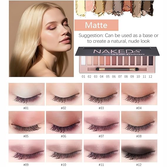 12-Color Pro Makeup Kit for Women - Eyeshadow, Foundation, Lipstick, Blush, Brushes, Eyeliner Stamp