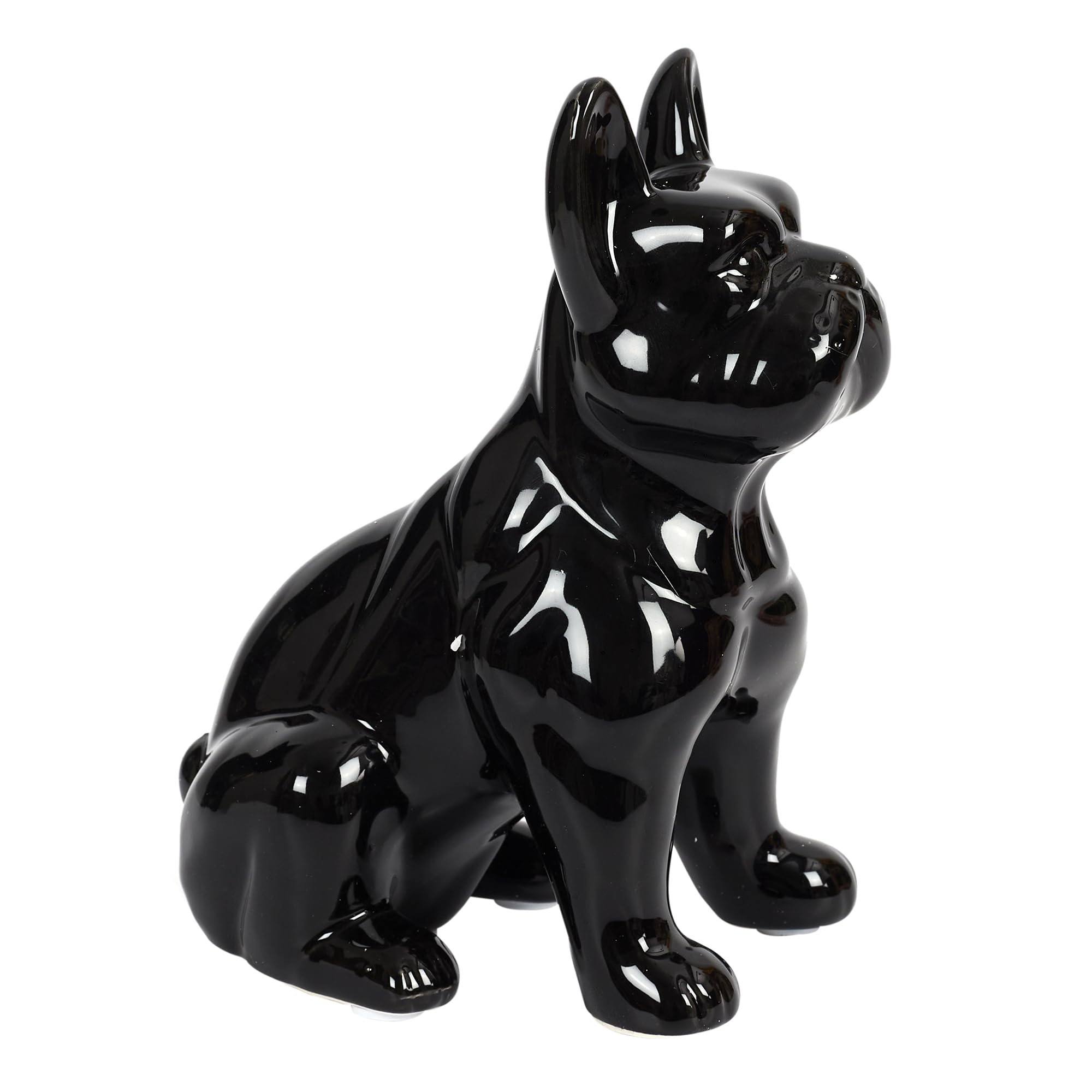 Sculpture en Céramique Bouledogue Noir Idée Cadeau Idéale Objet Décoratif Chic 20cm
