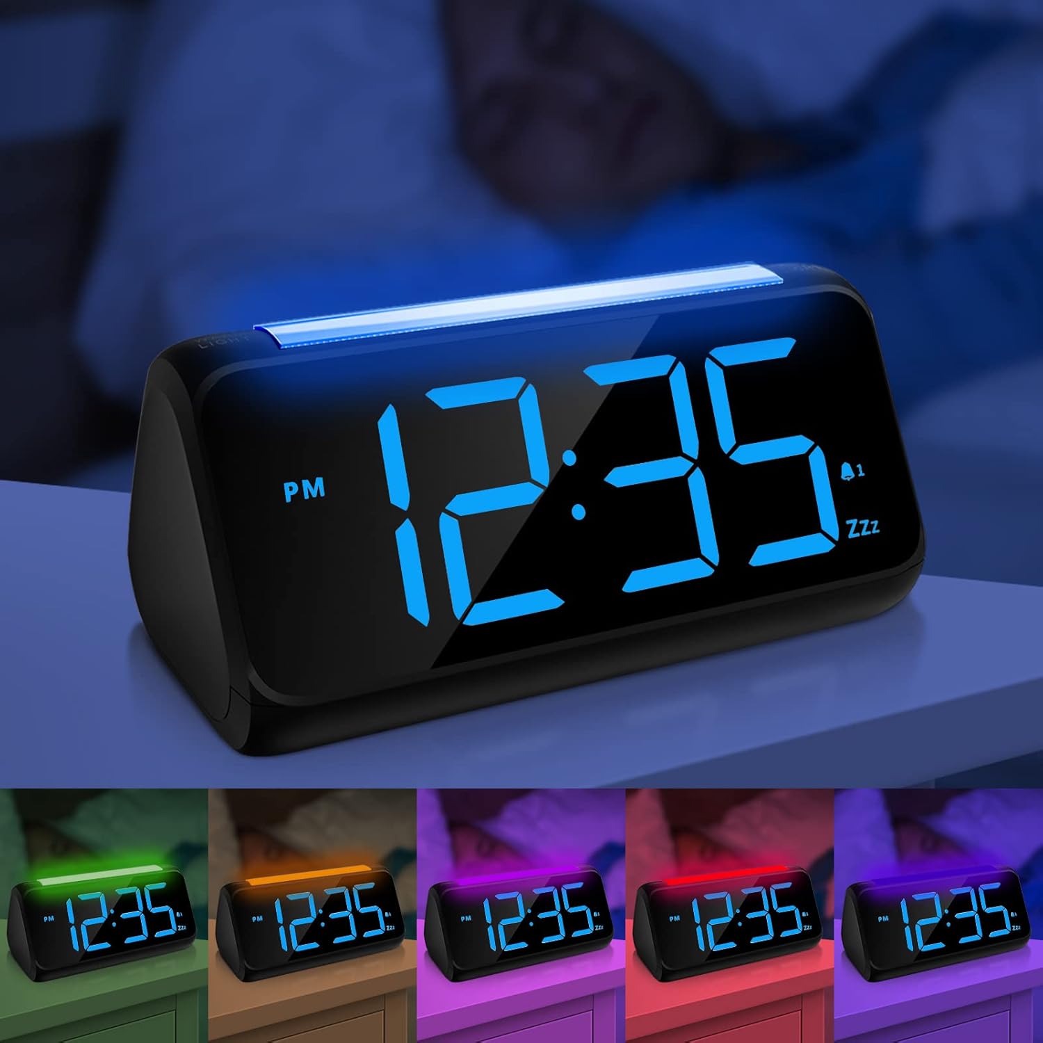 Netzu Digital Alarm Clock, Alarm Clocks for Bedrooms with 8