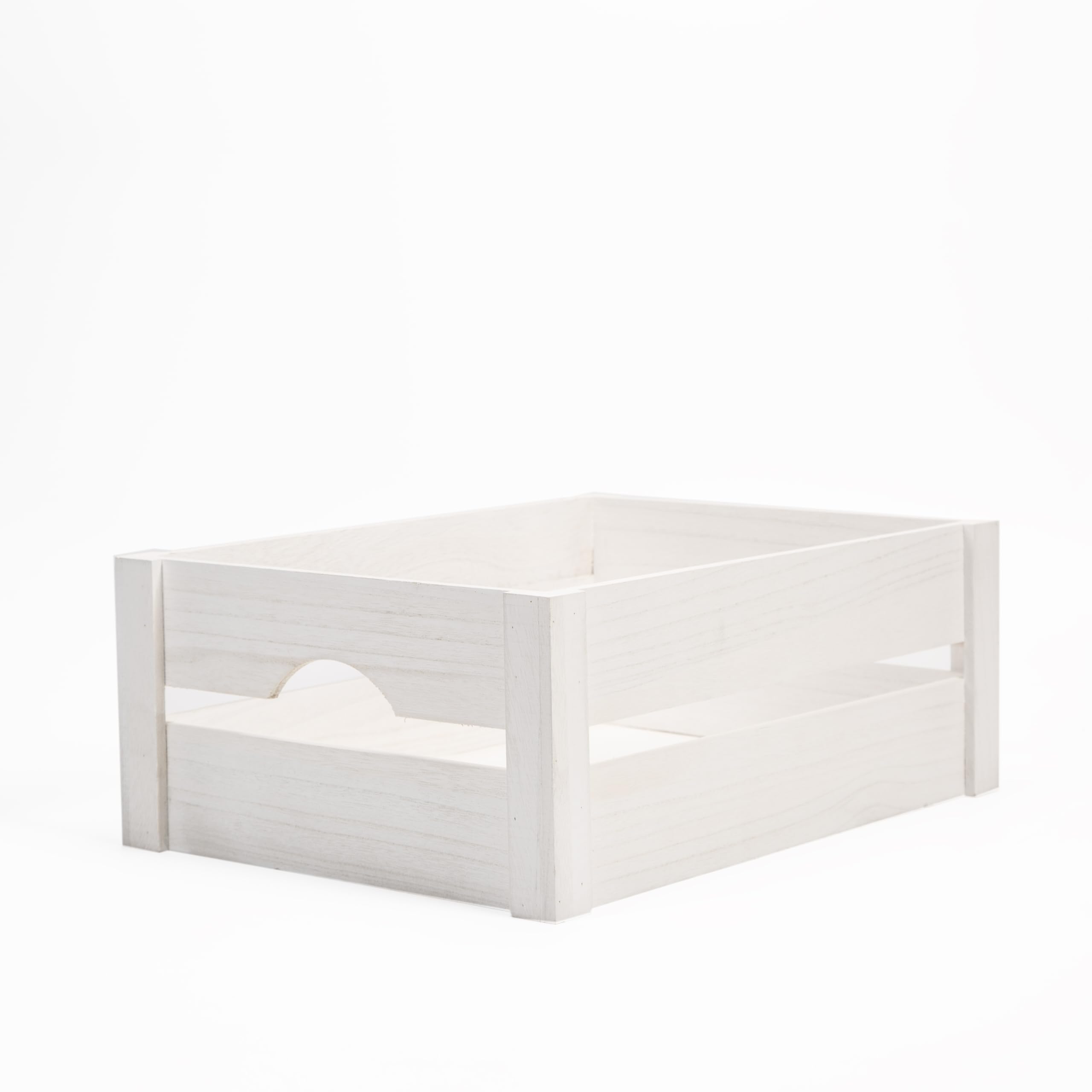 Wickerfield Wooden Box for Storage Hampers Garden Wedding, Dog Toy Wooden Crate with Handle, Wooden Baskets for Storage, Hamper Boxes Empty (Pure White, Large)