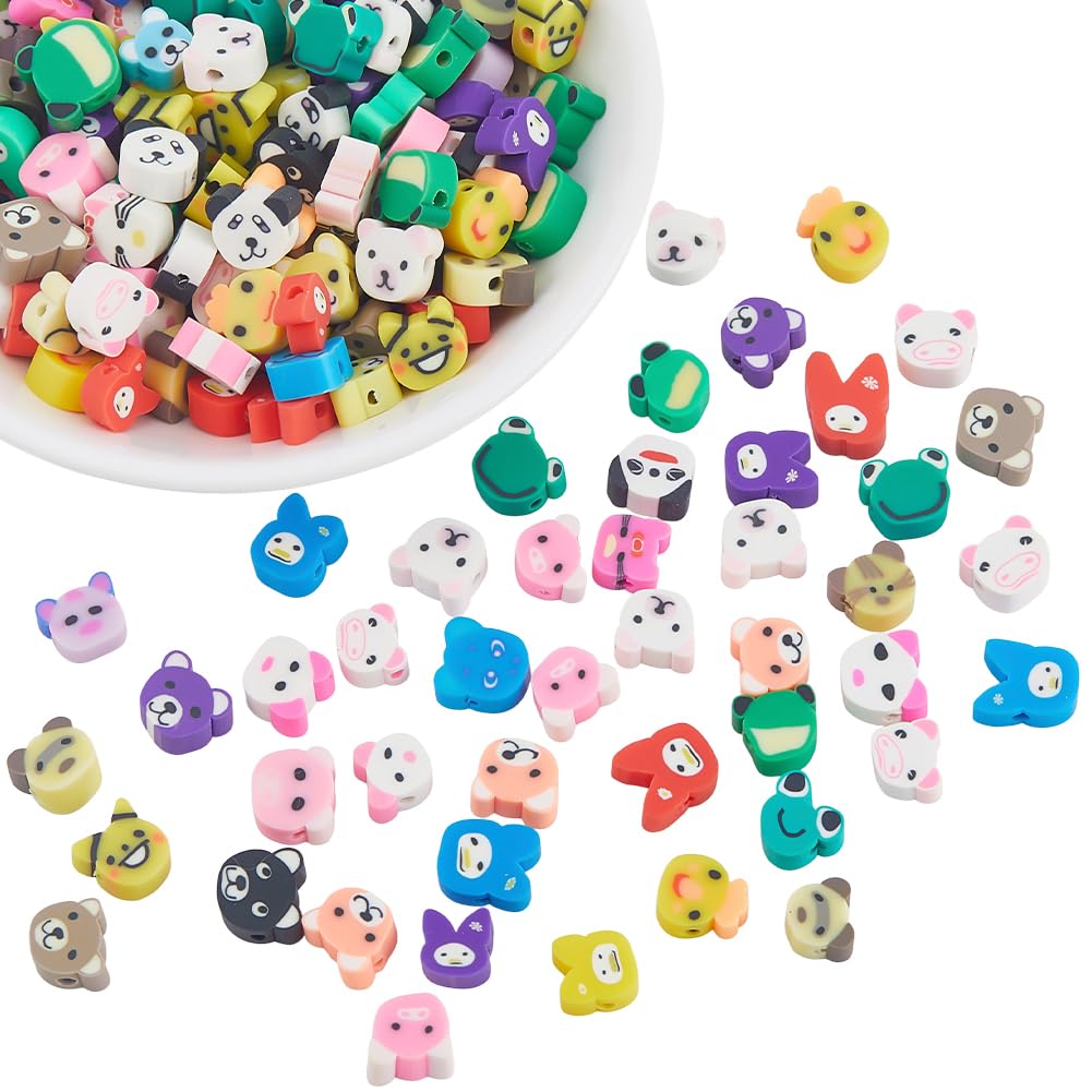PONABEADIY 250PCS Polymer Clay Cute Animal Beads for Jewellery Making โ image 1