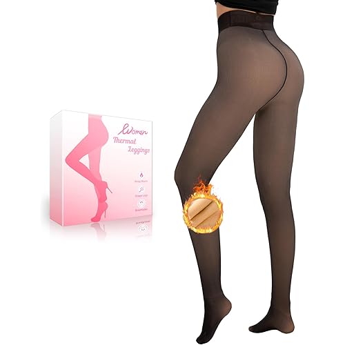 HONGTEYA Fleece Lined Tights Women Winter Thermal Leggings Pantyhose Fake Translucent Thick Warm Sheer Tights
