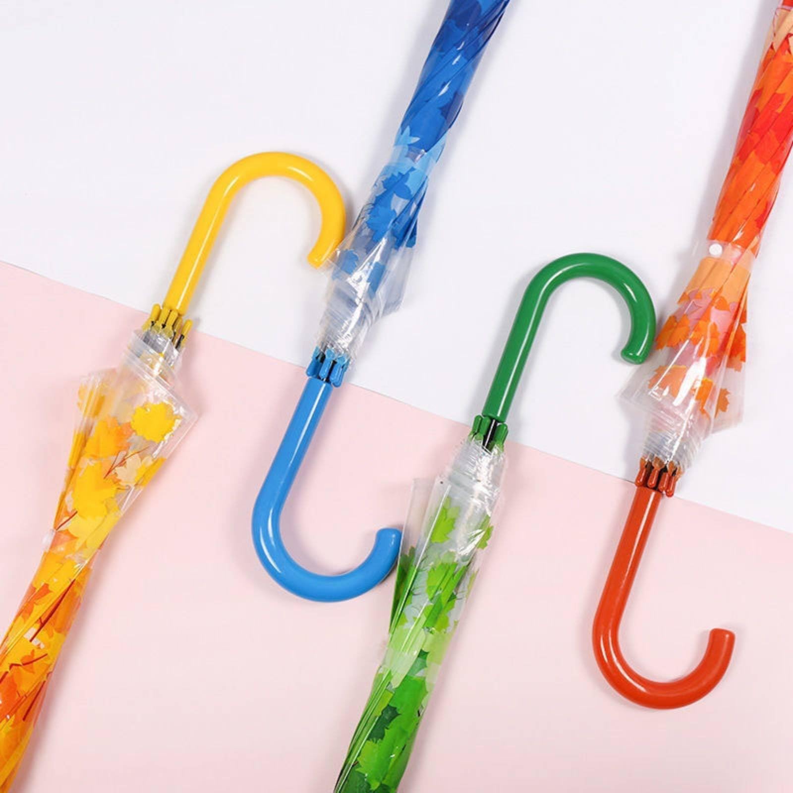 Baoblaze Ombrello Trasparente Antipioggia con Fantasia Foglia d'Acero Manico Ergonomico Struttura Robusta E Apertura Semiautomatica in Materiale PVC Comodo per