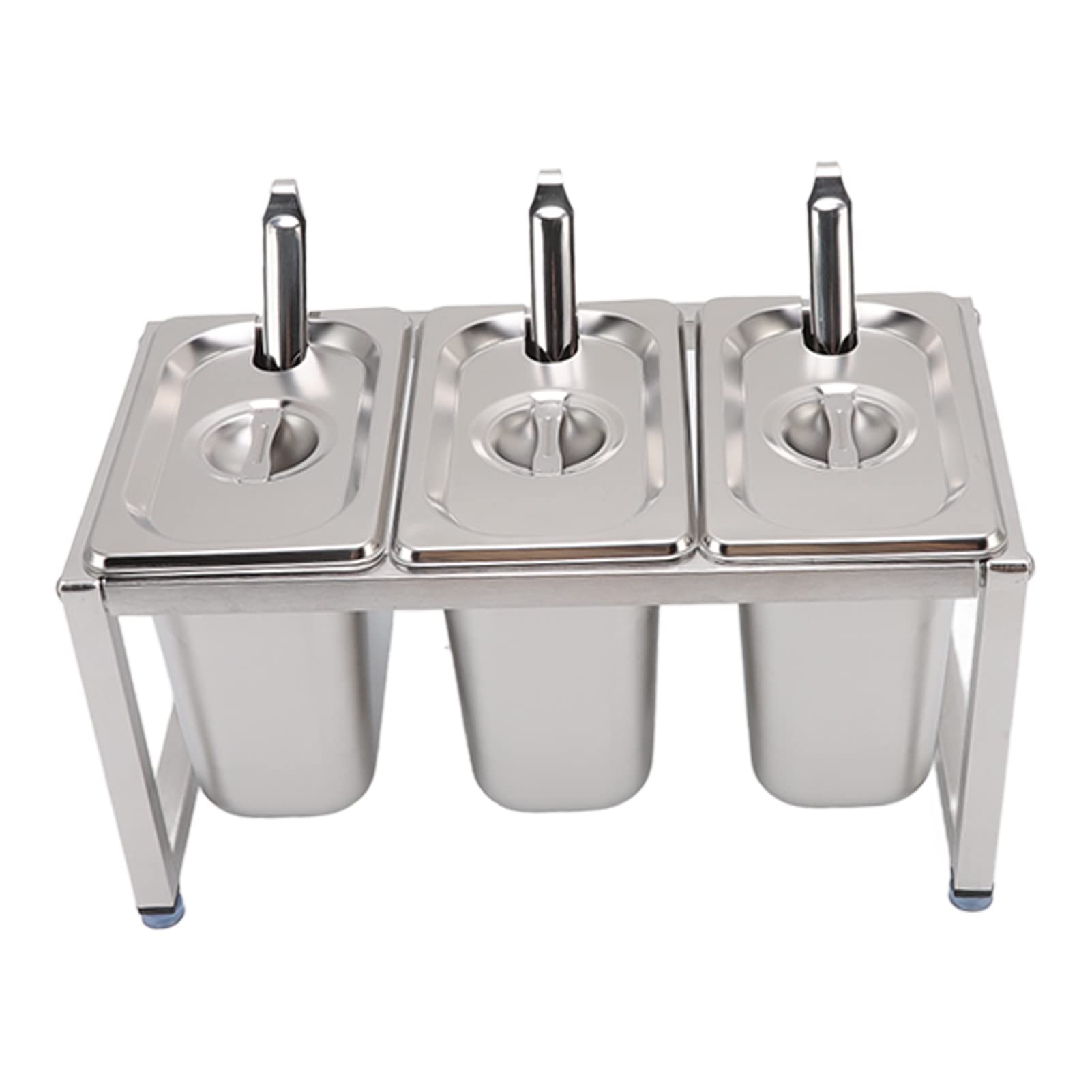 Qcwwy Soporte Organizador de Condimentos de Acero Inoxidable, Soporte para Recipientes de s de Mostrador de Restaurante, Estante de Almacenamiento de Condimentos con Tapas y (Caja de 3 uds.)