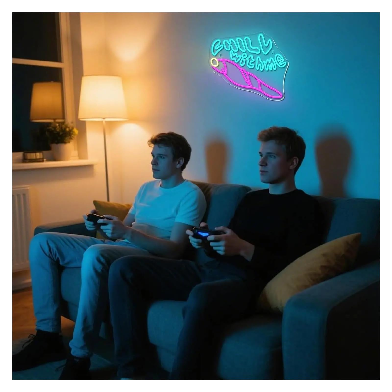 Luces de neón ﻿Chill With Me Letrero De Neón Luz LED Regulable Para Yoga GYM Sala De Juegos Dormitorio Bar Salas De Estar Fiesta De Cumpleaños Decoración 45cmx38cm