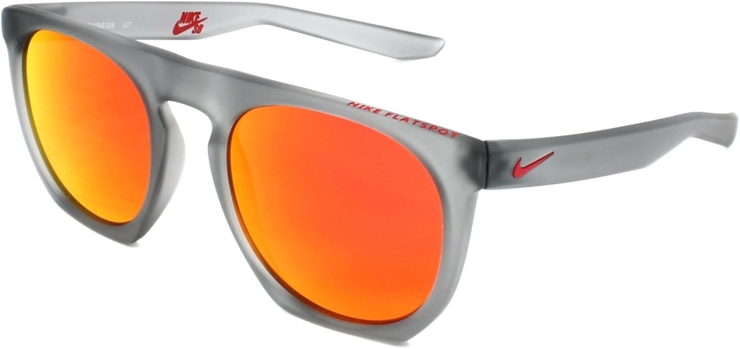 Nike EV1045-016 Flat spot M Frame Grey with Ml Red Flash Lens Sunglasses, Matte Wolf Grey