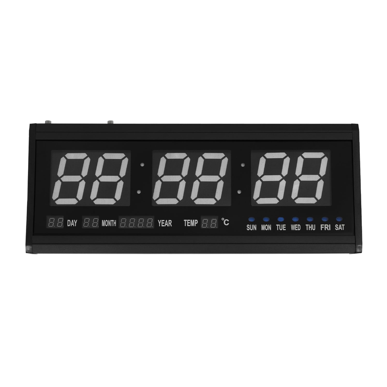 Horloge murale numérique à LED - 48 cm - Noir et bleu - Affichage de