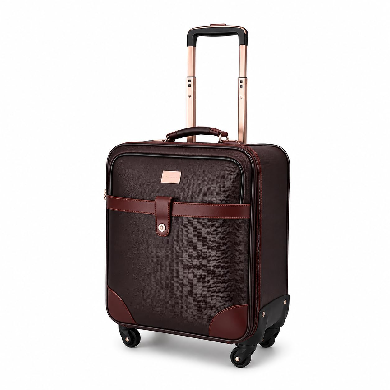 3g VACANZA Vegan Leather 4 Wheel Trolley Bag/Laptop Roller Case Unisex Small Cabin Size 43 cms (Brown)-picture-21