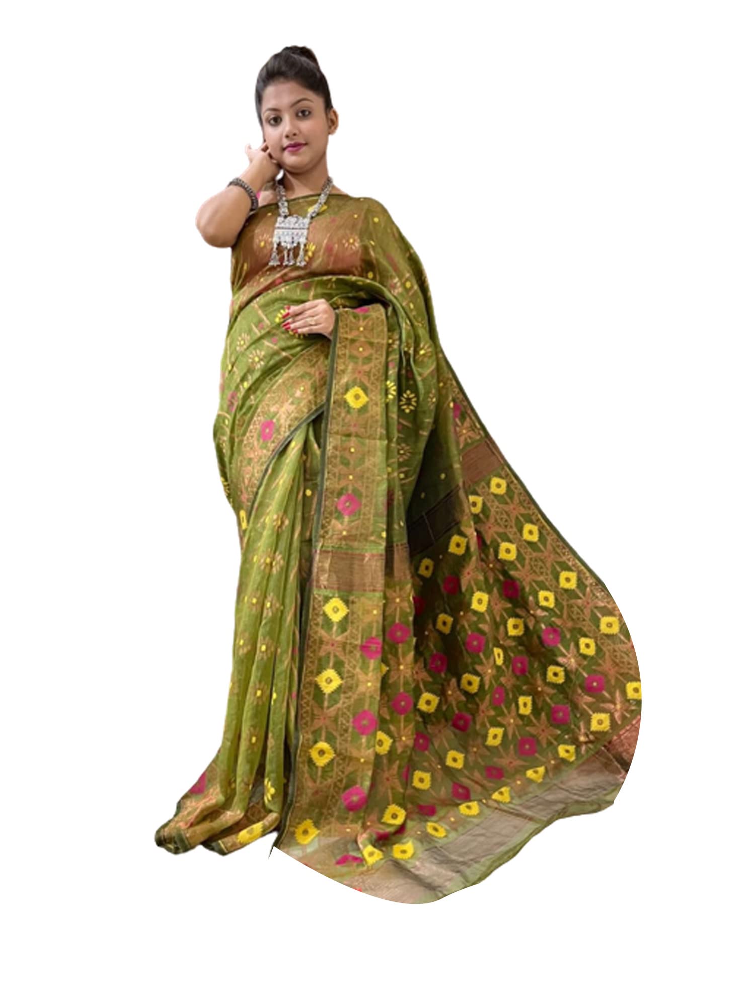Sari Jamdani de algodón bengalí transpirable para lucir un drapeado perfecto 4