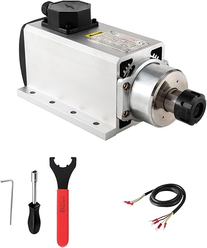 Motor CNC de husillo CNC 220V 1.5KW 1500W cuadrado refrigerado por aire Motor de husillo 4 rodamientos ER16 24000RPM 400HZ para máquina de enrutador