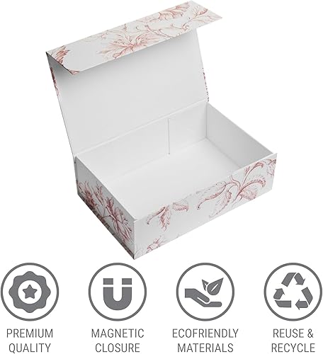 Miniatura 4 de Caja de regalo de recuerdo de lujo, paquete de 3 cajas decorativas florales rosas con tapas magnéticas para regalos, caja de recuerdos de boda y