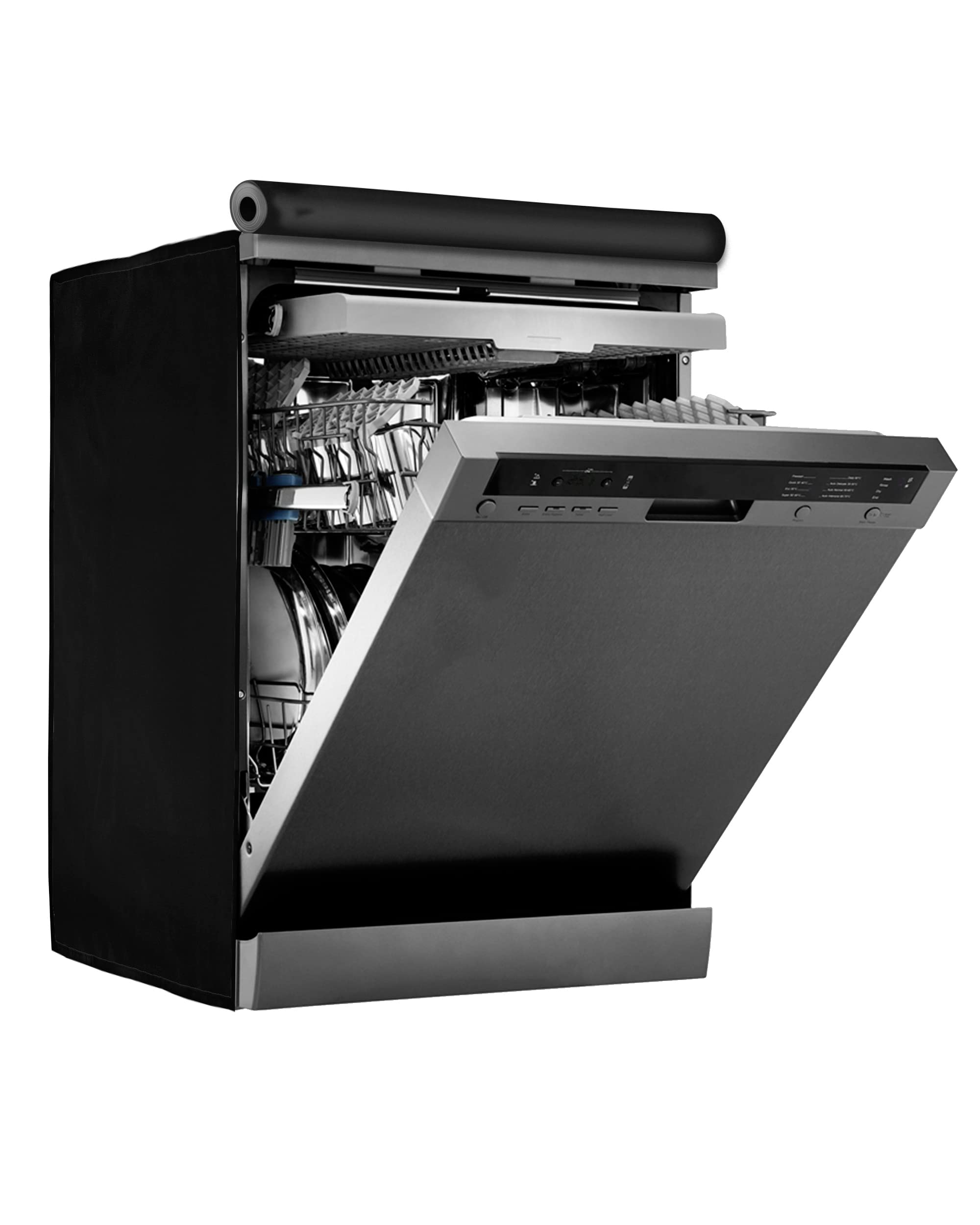 Amazon Brand - Umi. Dishwasher Cover Suitable for All Brands, IFB, Bosch, Siemens, LG, Samsung, Voltas, Godrej, Whirlpool of 12, 13, 14, and 15 Place Setting (63cms X 63cms X 81cms, Black)