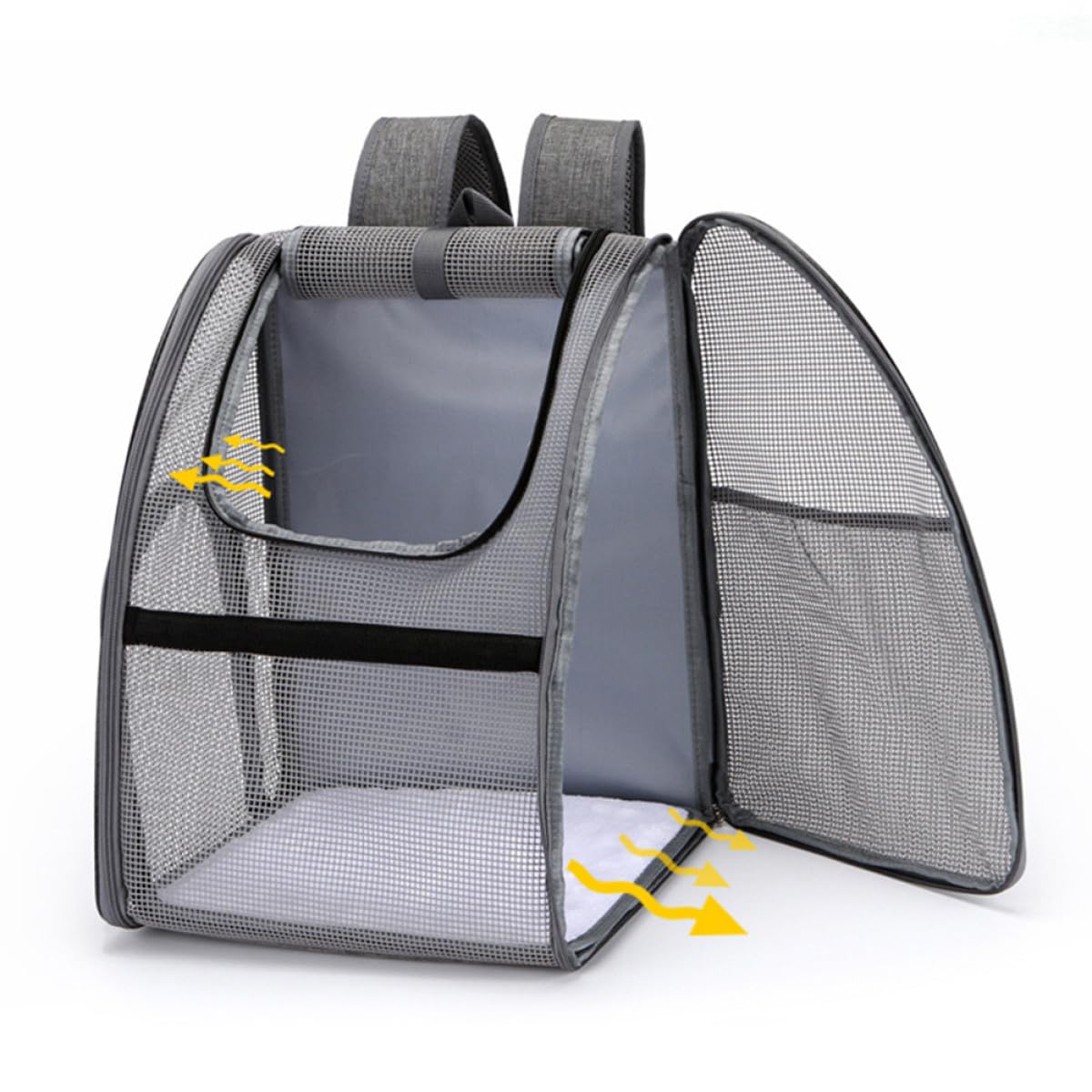 Homoyoyo Mochila para Mascotas Negra Tamaño L Mochila Bandolera Transpirable de Malla Portátil para Gatos y Perros hasta 15 Kg Ventana Enrollable para Ventilación y Correa Acolchada