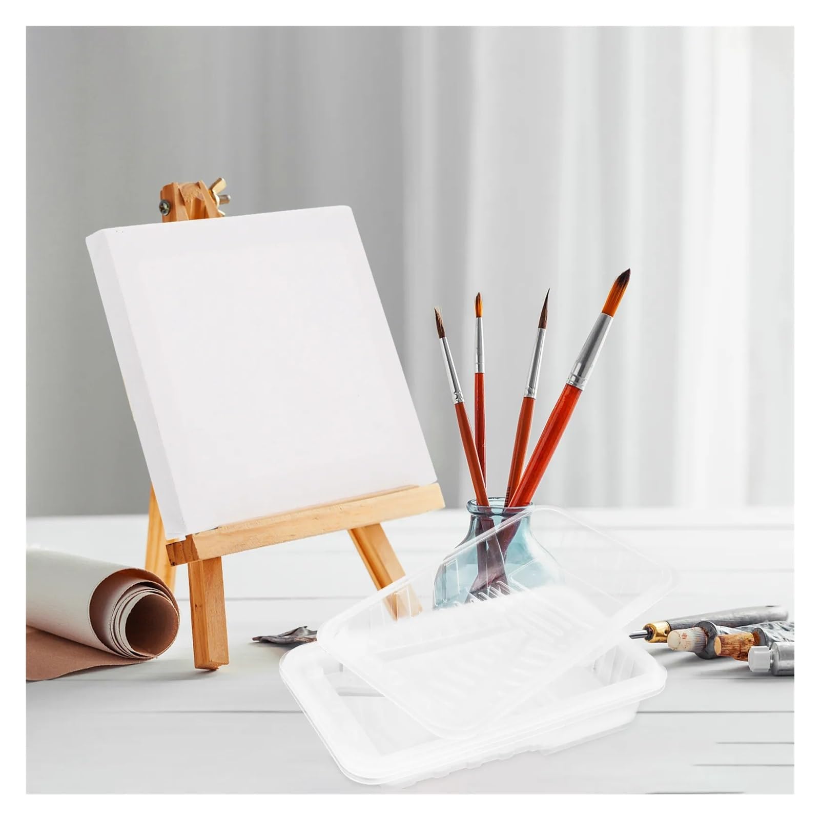 Bandeja de Pintura Repuesto, Bandeja Rodillos for plástico Semitransparente, Revestimiento sartén, Suministros, Uso doméstico, 4 Uds para Pintura