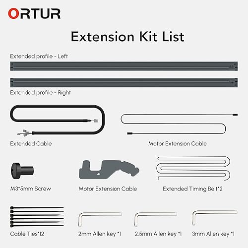 Miniatura 6 de Ortur Kit de expansión de área de grabador láser, kit de extensión para cortador láser láser serie Master 3, área de grabado se expande a 15.74 x