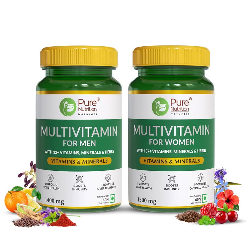 Pure Nutrition Naturals Active Couple Combo -Multivitamin for Men & Women Supports Bone Health, Boost Immunity & Promote Active Health – 120 Tablet Pure Nutrition Naturals Active Couple Combo -Multivitamin for Men & Women Supports Bone Health, Boost Immunity & Promote Active Health – 120 Tablet