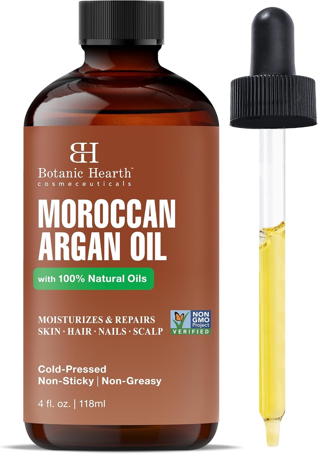 Botanic Hearth Arganöl Haaröl 118ml | Feuchtigkeitsspendend & stärkend | Für lockiges, krauses, trockenes & geschädigtes Haar | Non-GMO | Leicht, nicht fettig