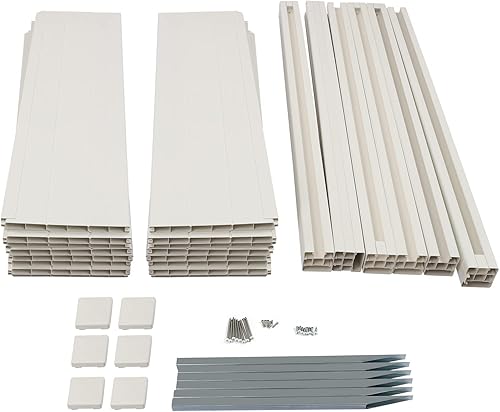 Miniatura 8 de Pantalla de privacidad para exteriores, 4 paneles, valla decorativa de aire acondicionado de 48 pulgadas de alto, recinto de basura con 6 estacas,