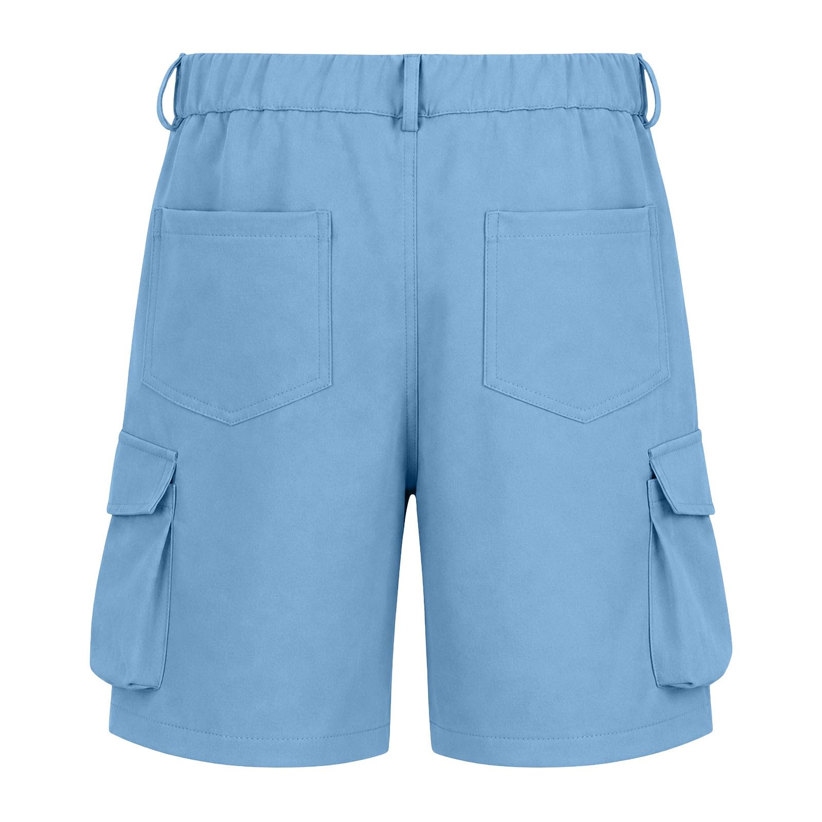 Generisch Kurze Hose Mädchen Sommer Bermuda Cargo Shorts Hohe Taille Cargoshorts mit Elastischem Bund und Taschen Wandershorts Einfarbige Knöpfen Stoffshorts Stretch Casual Cargohose Outdoor Golfhose