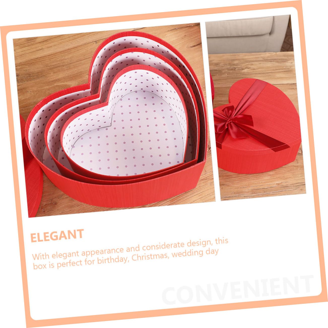 minkissy 3 Stück Herzform Geschenkboxen aus Papier Rötliche Aufbewahrungsbehälter für Valentinstag und Geburtstag