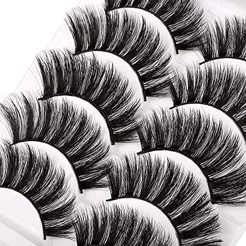 3D Faux Mink Lashes Thick False Eyelashes Dramatic Cat Eye Lashes 5 Pairs Pack Fluffy Volume Strip Fake Eyelashes Handmade Soft Eye Lashes by Mavphnee