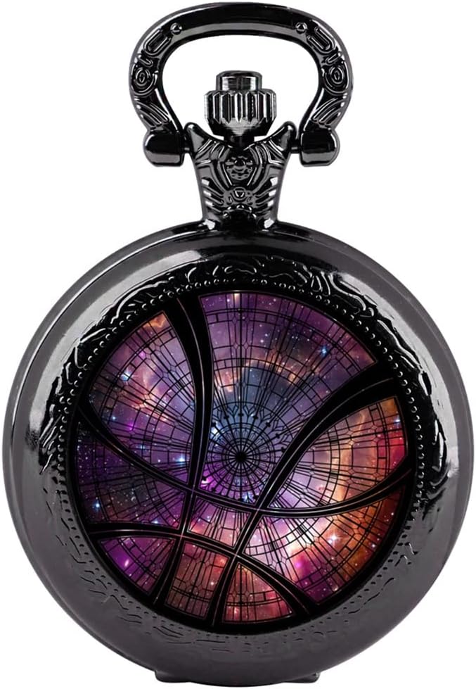 Tiong Personalized Pocket Watch Quartz Glass Round Pocket Watch Necklace Pendant Clock,Lucky Charm Birthday Gifts for Women Men