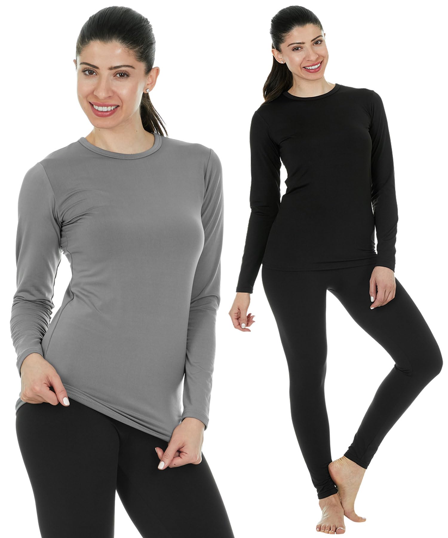 Thermajane Thermal Top & Set for Women Size L Grey, Black at Amazon