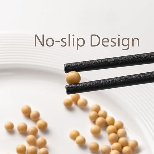 Miniatura 3 de 5 pares de palillos reutilizables de primera calidad, aptos para lavavajillas, 9.57 pulgadas9.6 in, palillos antideslizantes mate, palillos chinos