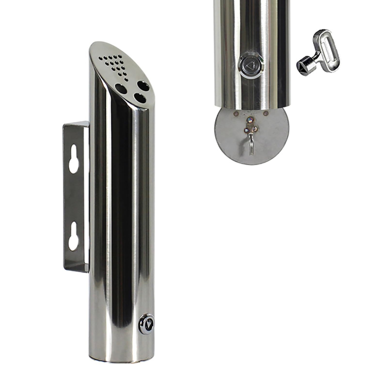 2L Outdoor Wall-mounted Ashtray Cylinder Cigarette Ash Bin Stainless Steel Tray Creative Cigar Butt(30X6CM)